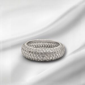 Sterling Silver Micro Pave Wide Eternity Ring